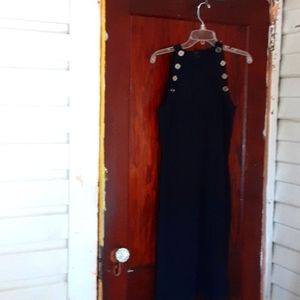Worth sz small darkest navy midi length dress w/decorated side buttons pit 15 in